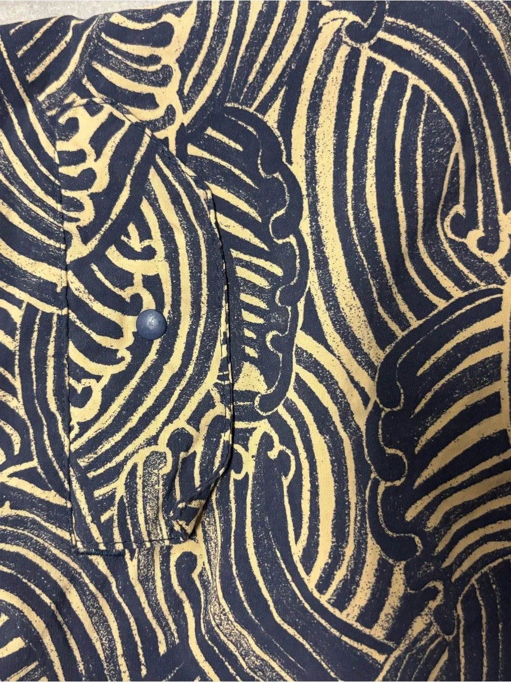 Patagonia x Common Threads Baggies Navy and Tan Wave-Print